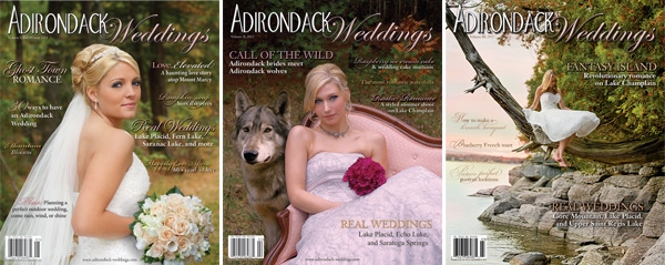 All three volumes of Adirondack Weddings Magazine