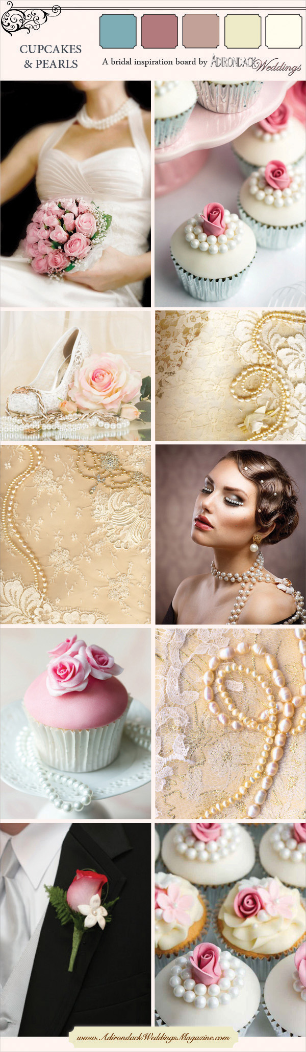 Pearl Cupcake Inspiration Board | Adirondack Weddings Magazine