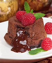 Molten chocolate cake with raspberry lava